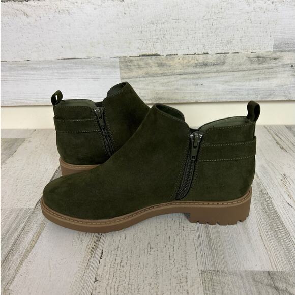 Esprit Women's 7 green faux leather sienna ankle boot side zip low heel NEW - Picture 3 of 9